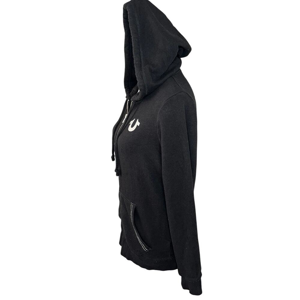 True religion black zip up hoodie bling rhinestone streetwear Y2K size medium - Picture 3 of 7